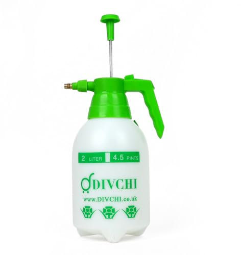 DIVCHI 2L Pressure Spray Bottle with Adjustable Nozzle Portable Hand Pump Garden Water Sprayer – Weed Killer Hand Held Lawn Plant Sprayer – Heavy Duty Material – Small Compact