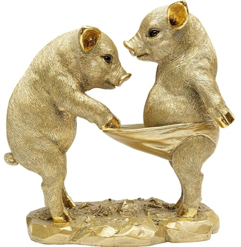 Kare Design Deko Figur Pig Party, Gold, 20x11x21 cm (H-B-T) | handbemalt, fürs Wohnzimmer