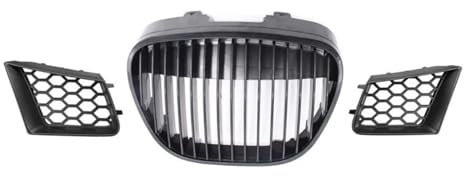 OUSDUO para Seat para Ibiza para Cordoba Tipo 6L 2002-2009 Parrilla Central Sin Emblema + Cubierta De Rejilla Superior Parachoques Delantero En Forma Panal Rejillas Frontales Radiador