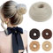 Benehair Haarteil Mit Gummiband Dutt Haarteil Haargummi Mit Haaren Synthetisch Haarverlängerung Haardutt Messy Bun für Damen Mädchen(Platinblond, 55g)