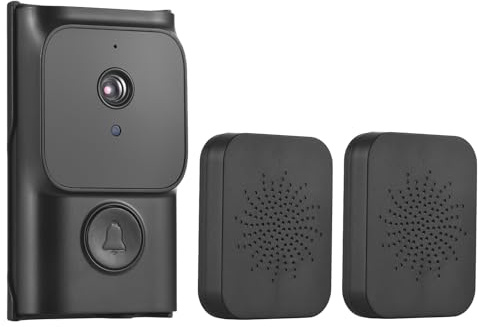 Swokely WiFi Smart Doorbell Ring Door Camera with 2 Dingdong Chime TY App Control Infrared Night Viewing Rechargeable Video Intercom Doorbell 2-Way Audio for Villa Home Office Apartment Door Use