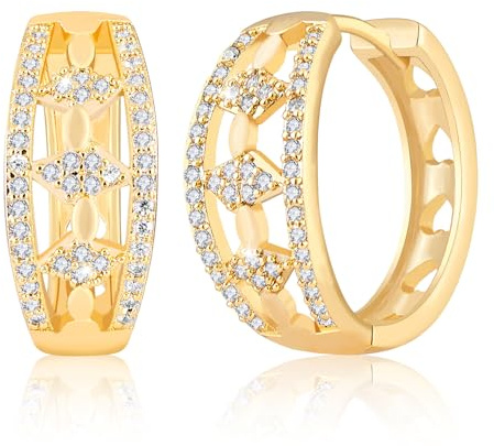 Richapex 18K Gold plattiert Frauen Silber Hoop Ohrringe Gold, Schmuck damen Geschenk für Mama oder Freundin
