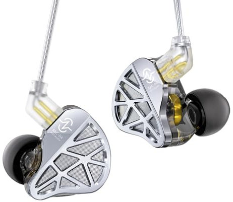 CCZ MC04 IEM Earphones, Wired Earphones with 3.5mm Plug Tangle Free Detachable Silver-Plated OFC, Gaming Earbuds 10mm Magnetic 1DD+1BA Hybrid Driver, Deep Bass In Ear Monitors for Musicians