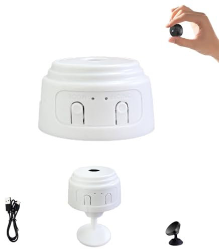 Caméra espion cachée, caméra espion WiFi cachée, vidéo HD 1080p et stockage SD, mini caméra cachée avec détection de mouvement vue à distance, petit moniteur de contrôle de caméra vidéo (blanc