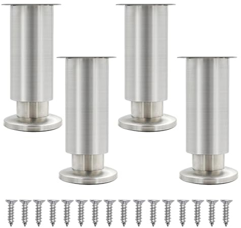AYYDS 4er Möbelfüße Höhenverstellbar, Möbelbeine Edelstahl, Schrankfüsse Schrankfüße Möbelfüße Verstellbar Füße für Möbel Schrank Fernsehschrank Bett Sofa Nachttisch (15cm)