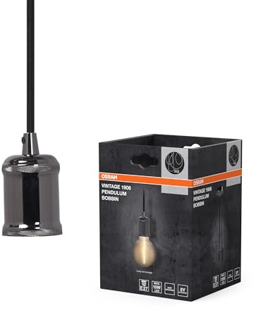 OSRAM Vintage 1906® Pendelleuchte BOBBIN E27, gun metal, max. 25W (LED 15W), E27 Sockel, Innenraum-Pendelleuchte, runder Baldachin, Kombination mit 1906 Vintage- oder smarten Lampen