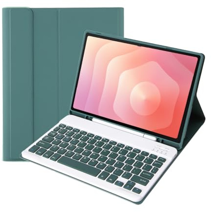 leleyo Étui avec Clavier pour Tablette Samsung Galaxy Tab S11 11 avec Clavier Bluetooth sans Fil Amovible pour Galaxy Tab S11, Vert