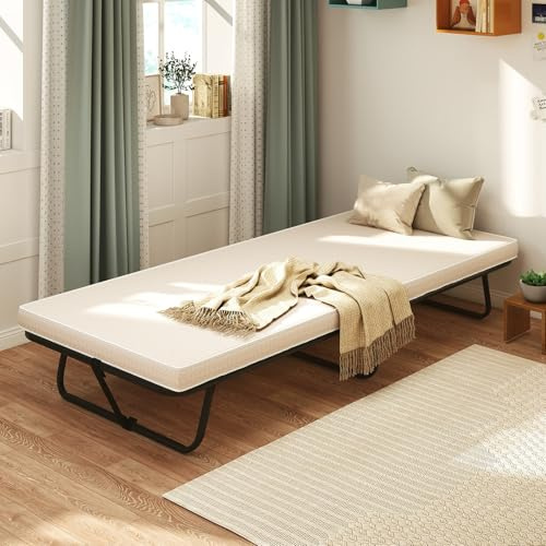 GIANTEX Klappbett 80 x 190 cm mit Memory-Schaum bis 170 kg | Gästebett klappbar, Reisebett mit Matratze, klappbares Einzelbett, Faltbett mit Metallrahmen