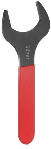 QUARKZMAN 58mm Single Sided Open End Wrench Metric 15 Degree Angled U-Shaped Open-End Wrench Flat Head Blackened Wrench with Red Handle for Car Repair