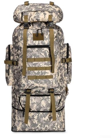 Yuanpgky Erweiterbarer 100L wasserdichter Wanderrucksack für Outdoor-Abenteuer, leichter Tagesrucksack mit System, 600D Oxford-Gewebe, verstellbare Träger (Die Stadt)