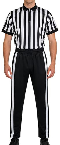 Hockey Schiedsrichter Trikot - Schwarz Weiß Gestreiftes Shirt | Kurzarm Shirt Mit V-Ausschnitt Und Hose Für Fußball Schiedsrichter | Für Volleyball Baseball Softball Sportunterricht Hockey Fußball Bas