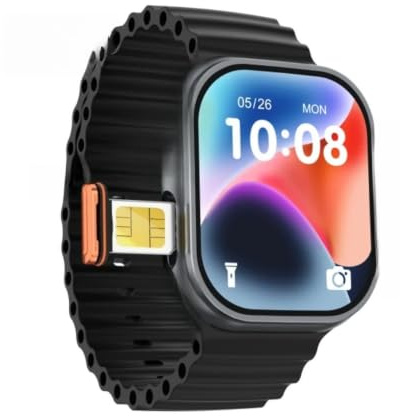 KAIRUIXING Ultra Pro Max Smart Watch 4G SIM Card 2.06'' AMOLED GPS WIFI 190° Rotazione Fotocamera Videochiamata Gooogle Play Android Smartwatch (Nero, 4G 64G)