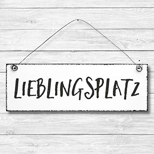 Lieblingsplatz - Dekoschild Türschild Wandschild aus Holz 10x30cm - Holzdeko Holzbild Deko Schild