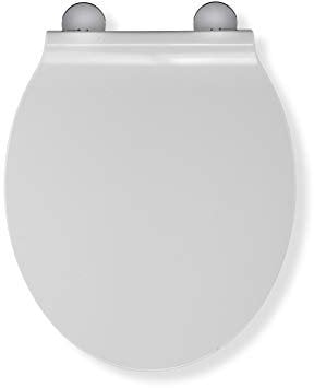 Croydex Victoria Flexi-Fix Slim Line White Toilet Seat - Durable Thermoset Plastic with Adjustable Hinges, Rust Free Chrome Plated Hinge Covers and an Antibacterial Treated Surface (White)