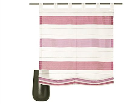 Raffrollo, Kräuselband, Schlaufen, Farbe Bordoaux, Brombeere, Querstreifen, Halbtransparent, inkl. Montageanleitung und Zubehör, Maße HxB 170x60 cm