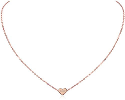 ChicSilver Personalisierte Kette mit Herz Anhänger, 925 Rosegold Filigrane Herzkette, Minimalisitischer Herz Schmuck für Freundin Ehefrau Mama Tochter