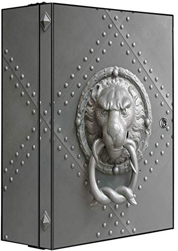 banjado® XXL Medizinschrank abschliessbar mit Motiv Eisentor 35x46x15cm - großer Arzneischrank/Medikamentenschrank aus Metall zur Medikamenten Aufbewahrung - Apothekerschrank mit 3 Schlüsseln