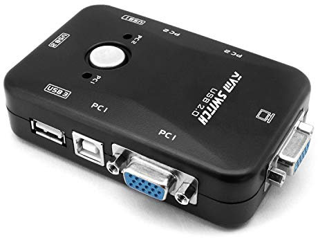 QiCheng&LYS KVM Switch Box 2 Porte PC Monitor Switch Box per Computer/Tastiera/Mouse, Plug And Play