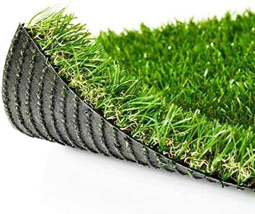 Premium Artificial Grass 4' x 6' Outdoor Rug, 1.38 Realistic Thick Turf for Garden, Yard, Fake Lawn, Dogs Synthetic Grass Mat, Rubber Backed with Drainage Holes, Customized Sizes