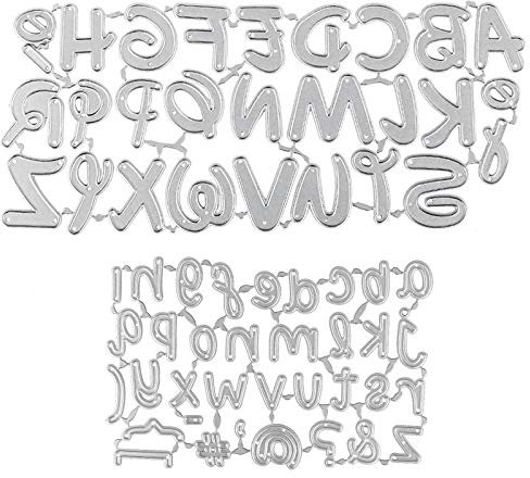 UFLF 2 Stücke Stanzschablonen Buchstaben Groß Klein Stanzen Alphabet Metall Prägeschablonen Stanzformen Cutting Dies für DIY Scrapbooking Karten Handwerk Geschenk Homedeko