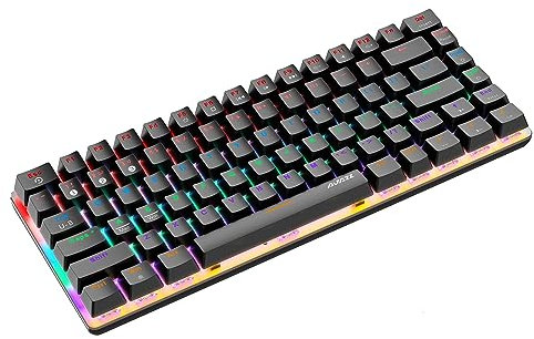 FELiCON x AJAZZ AK33 Tastiera Meccanica Bluetooth Gaming Wireless & Wired due modalità, 3 canali di connessione Bluetooth, 18 Rainbow Backlit, QWERTY 82 Tasti anti-ghosting (interruttore blu, nero)