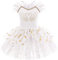 IMEKIS Mädchen Ballett Tanzkleid Ärmellose Prinzessin Schwan Ballerina Dancewear Gymnastik Trikot Tutu Glänzend Rüsche Tüll Rock Athletisch Kostüm Weiß 01 5-6 Jahre