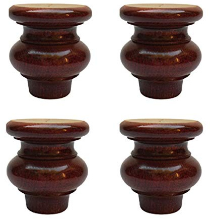 Patte de Meuble Ronde En Bois Massif,Lot de 4 Pieds de Table HêTre,Pieds Coniques En Bois Massif,Pieds de Canapé,pour Fauteuil,Meuble Tv/Table de Chevet,Avec Accessoires(red6cm)