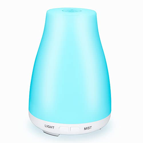 100 ml Diffusor für ätherische Öle, Ultraschall, kühler Nebel, Aromatherapie, Duftöl-Diffusor, Luftbefeuchter, wasserlose automatische Abschaltung und 7 LED-Lichtfarben für Schlafzimmer, Yoga, Spa,