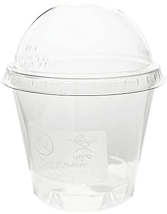 PZ 96 COPPETTE DI PLASTICA TRASPARENTE CC 220 + COPERCHIO IDEALE PER MACEDONIE YOGURT E GELATI PLASTIC CUP FOR ICE CREAM.100% RECYCLABLE PLASTIC.