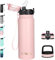 GOPPUS 600ml/20oz Edelstahl Wasserflasche mit Strohhalm Trinkflasche Sport Thermosflasche Auslaufsicher Flasche Water Bottle with Straw Thermoflasche Geeignet BPA-frei Trinkflasche