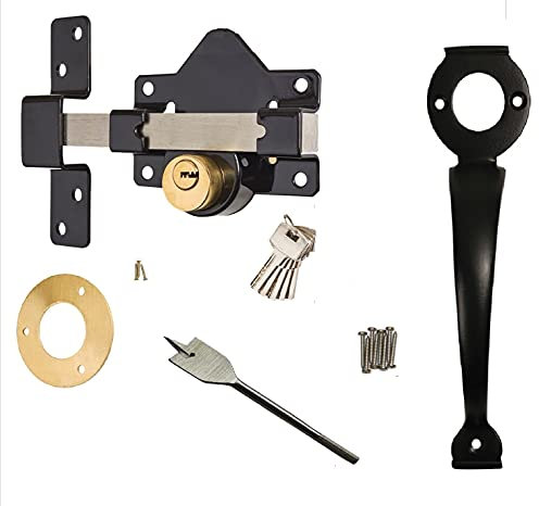 Long Throw Lock with Elongated Keep and Stainless Steel Bar. 50MM Double + Handle