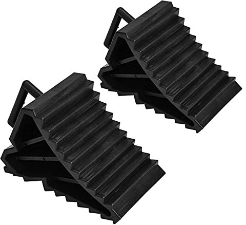 2 Stück Unterlegkeile Set, Hemmschuhe Bremskeile Anhänger rutschfeste Unterseite Bremskeil Kunststoff, Unterlegkeile Anhänger für PKW, Anhänger, Wohnwagen, Wohnmobil(Schwarz)