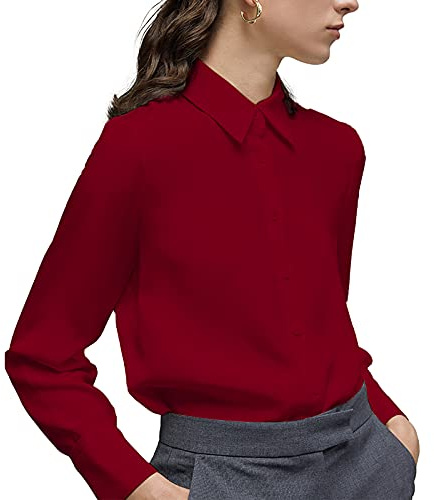 YAMANMAN Damen Womens Shirts Hemd mit Button-Down-Kragen