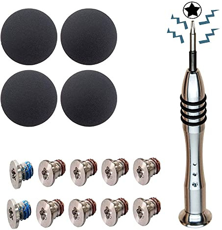 SLAUNT 4 Pack Rubber Feet 10pcs Repair Replacement Screw Compatible with Mac Book Pro Retina A1425 A1502 A1398 13 15 Bottom Case Screw Rubber Feet and Screwdriver Repair kit