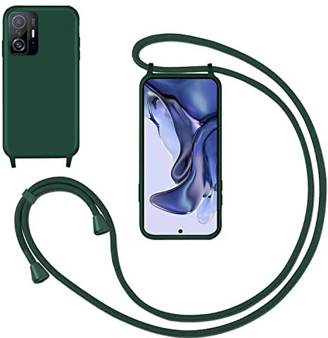 GoodcAcy Handykette Handyhülle für Xiaomi Mi 11T/Mi 11T PRO,Smartphone Necklace Hülle mit Band Schutzhülle mit Kette zum umhängen Halskette Flüssig Silikon Case für Xiaomi Mi 11T/Mi 11T PRO,Grün