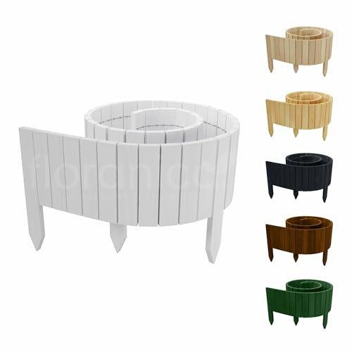 Floranica Rollborder II Steccato flessibile 200 x 20 cm Bianco (accorciabile) Bordo impregnato per aiuole in legno di pino Bordatura per aiuole Rollboarder Palizzata