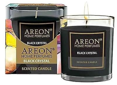 areon Wohlfühl - Duftkerze im Glas - Premium Kollektion - Brenndauer bis 25 Stunden - Duft: Black Crystal