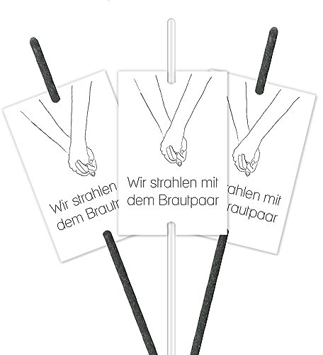 younikat 50 Etiketten für Wunderkerzen I Strahlen mit dem Brautpaar I Haltende-Hände Motiv I Gastgeschenk I für den besonderen Tag I Stilvoll I Hochzeit I dv1098