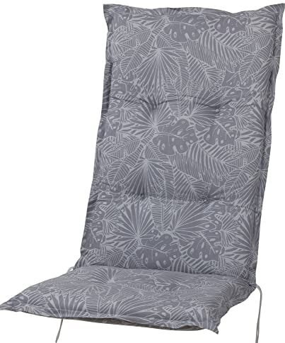 40462-710 Sun Garden Auflage Hochlehner Prato grau Blätter 120x49x8 cm Sitzpolster (ohne Stuhl)