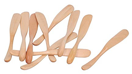 AUHX Couteau à Beurre en Bois, Lavable en Machine 16,5 cm Couteau de Table en Bois 10 pièces en Bois Naturel pour la Maison, la Cuisine, Le Pique-Nique, l'hôtel et Le Restaurant(Couleur du Bois)