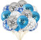 Happy 10. Geburtstag Latex Ballons, 20 pcs: Blau, Silber und Konfit Confetti Ballons mit Bändern zum 10 Jahre Jungen-Geburtstag