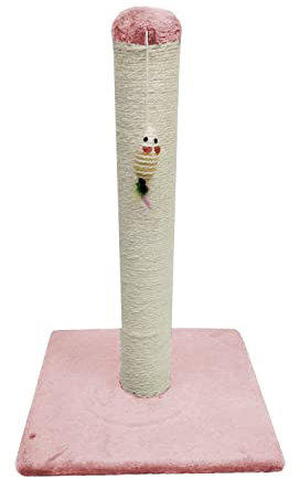 Poste Rascador para Gatos, Arbol Gato Base:40x40cm Altura: 62cm, Sisal Natural con Juguete Colgante, Color Rosa
