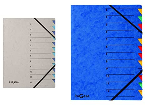 Pagna 44312-02 Ordnungsmappe 12 Fächer Easy Grey 1-12 blau & Ordnungsmappe Easy (Sammelmappe, 12 Fächer, 1-12) blau, 1 Stück