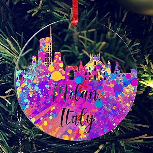 Italien Mailand City Skyline Acryl Kreise klar Andenken für 2022 Weihnachtsbaumschmuck