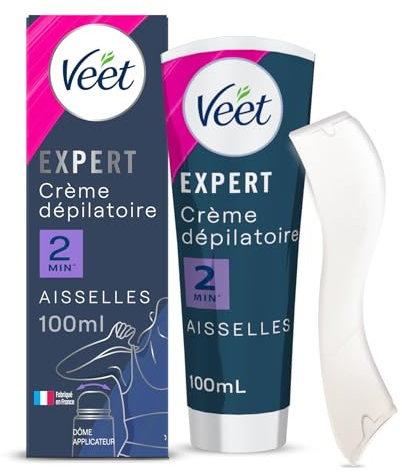 VEET EXPERT - Crème Dépilatoire Aisselles avec Dôme Applicateur - Agit en 2min - 100ml