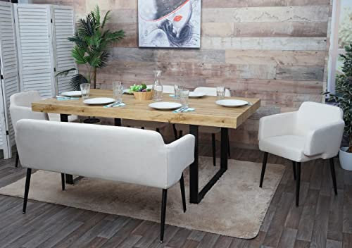 Mendler Esszimmer-Set HWC-L13, 4er-Set Stuhl+Sitzbank Esszimmergruppe Sitzgruppe Esszimmergarnitur, Stoff/Textil - Creme-weiß