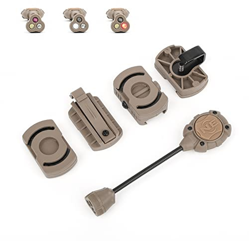 rdzzwxw Taktische Helmlampe mit weißem und rotem Infrarot-LED-Arbeitslicht, Militärhelm-Zubehör für Mich Fast Helm MOLLE Rail Picatinny Rail, Lichtsignal, max