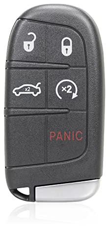 MACHSWON Telecomando di ricambio per chiave auto, per Chrysler 200 300, per Dodge- Charger Challenger Dart Limited, 5 pulsanti, M3N40821302, 433 MHz, chip 46 con chiave per portiera