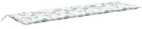 vidaXL Coussin de Banc de Jardin Motif de Feuilles 200x50x7 cm Tissu, Coussin, Coussin de Banc, Coussin de Jardin, Coussin d'extérieur