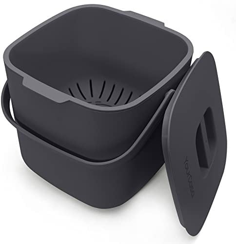 YourCasa Cubo de Basura Cocina 4L para la Basura orgánica Diaria en la Cocina - para lavavajillas Resistente a los olores Cubo Basura organica Cubo Basura organica pequeño Cubo organico (Antracita)